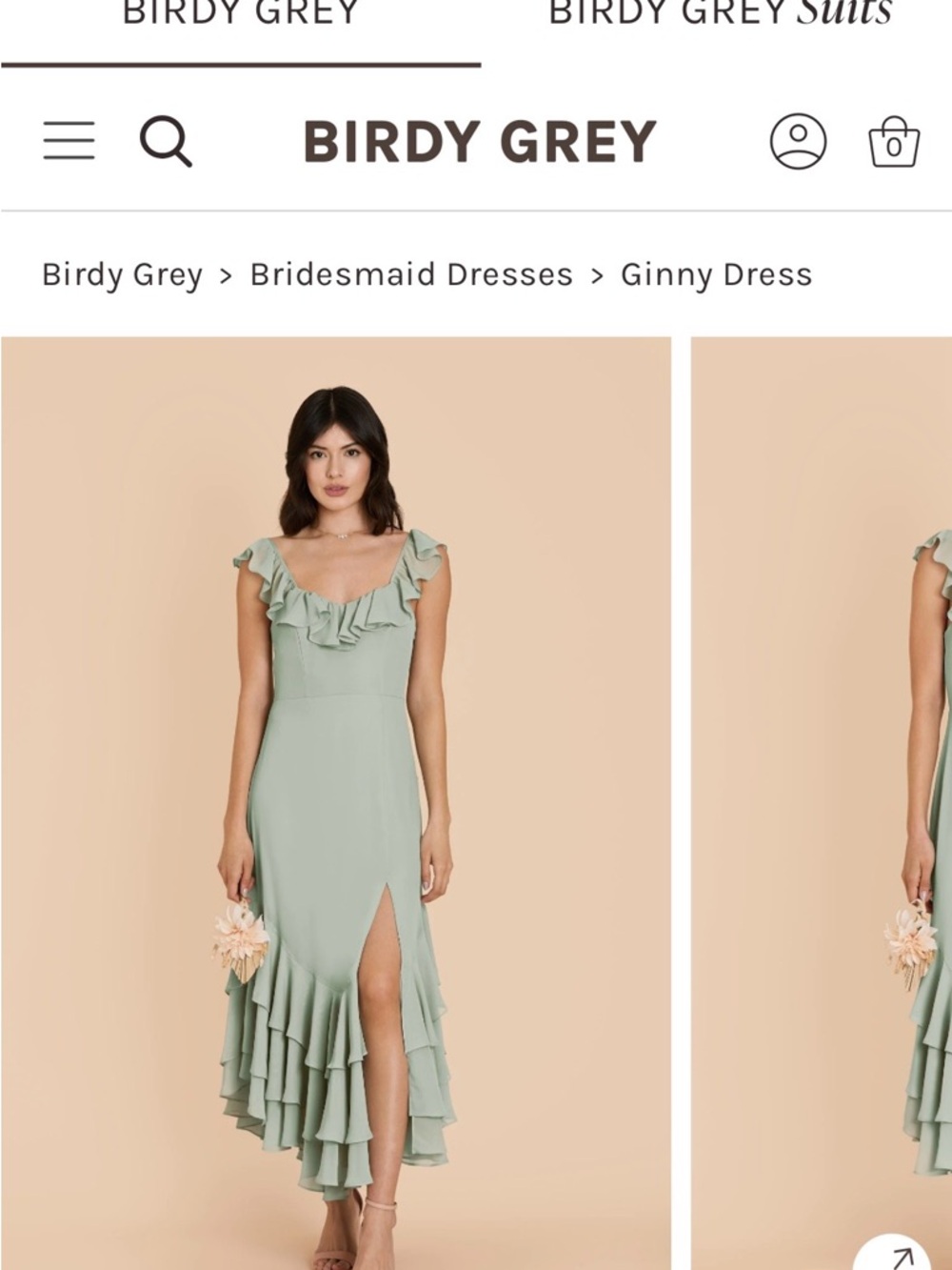 Birdy Grey Ginny Ruffle High-Low Dress in Sage